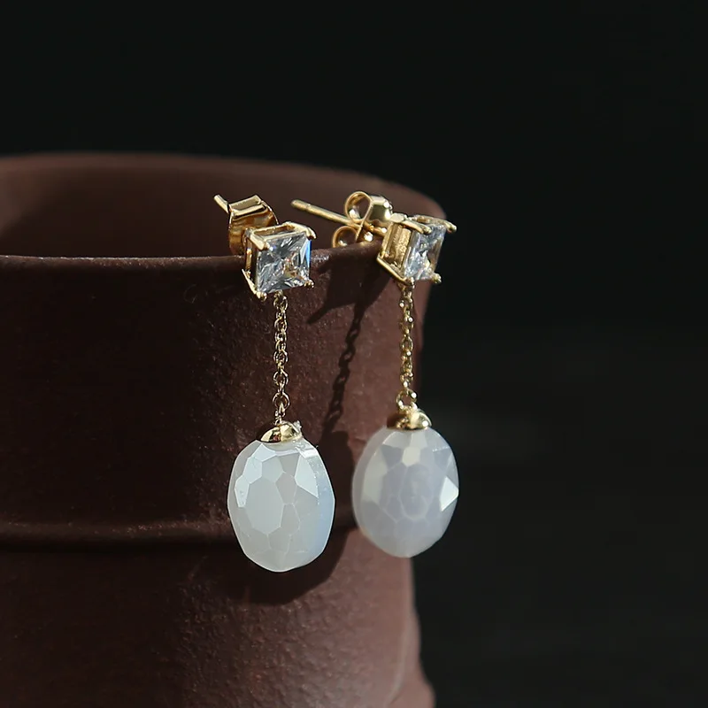 

Natural Aventurine Quartz Drop Earrings 925 Sterling Silver Earrings Pendientes Mujer Moda