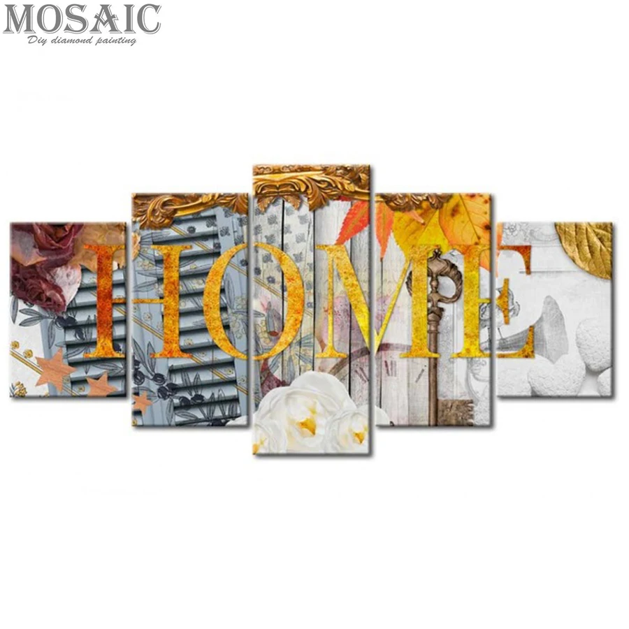 

Home Sweet Home 3D DIY Diamond Painting 5PCS Multi-Pictures Combination Embroidery Mosaic diamond 3d Cross Stitch Home Decor