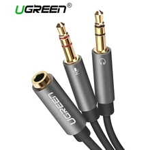 Ugreen Splitter Headphone for Computer 3.5mm Female to 2 Male 3.5mm Mic Audio Y Splitter Cable Headset to PC Adapter
