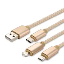 3 в 1 usb кабель для зарядки для Apple Android type-c сплав Плетеный три в одном зарядный кабель для мобильных телефонов