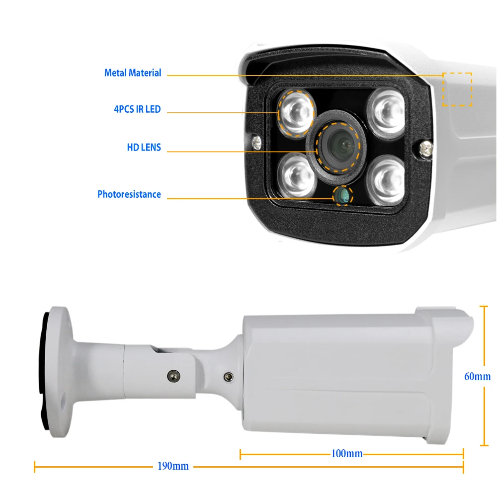 HJT 5.0MP встроенных IP Камера CCTV Cam H.265/H.264 4CH NVR комплект Системы P2P ИК IP66 Всепогодный