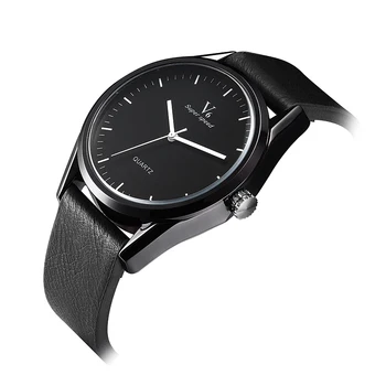 

V6 Fashion Brand Simple Men's Leather Strap Watch Casual Quartz WatchGift Man Dress Watches Waterproof Business Sports watch
