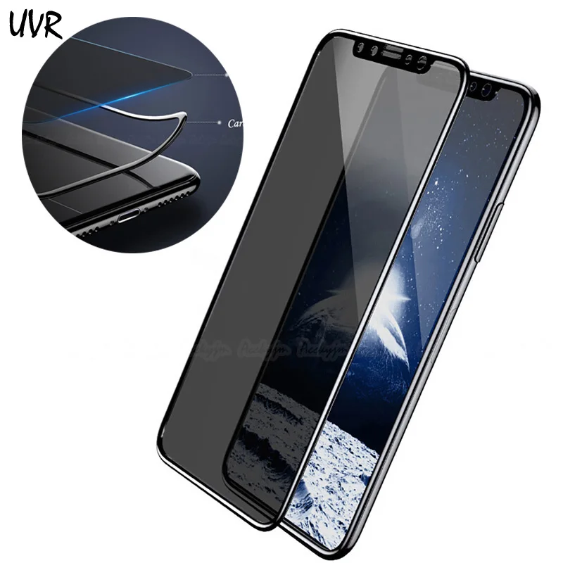 

UVR For iPhone X Anti-Spy Tempered Glass For Apple iPhoneX Privacy Screen Protector 3D Full Cover Carbon Fiber Soft Edge Film