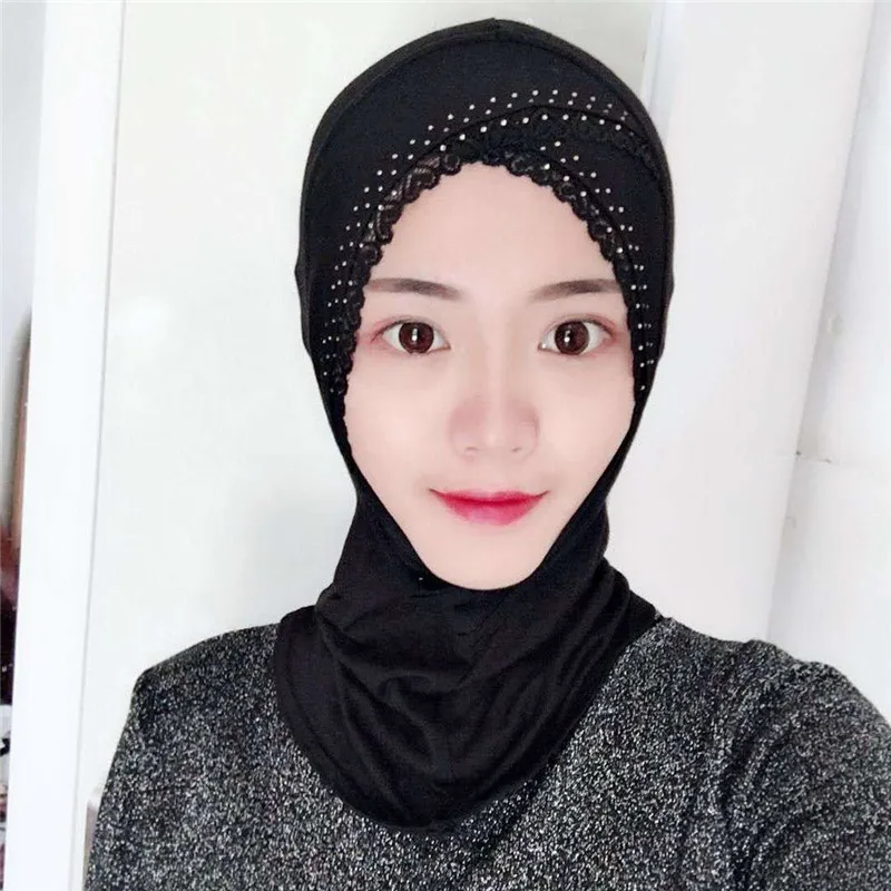 Лоскутный шарф для женщин-мусульманок хиджабы исламский шейный чехол крест покрытие кружева внутренний хиджаб женский головной Убор