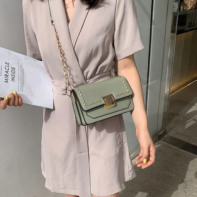 

Fashion Luxury Women Small Square Bags Women Leather Shoulder Bag Casual Female Crossbody Bag Brand PU Leather Rivet Flap Bag