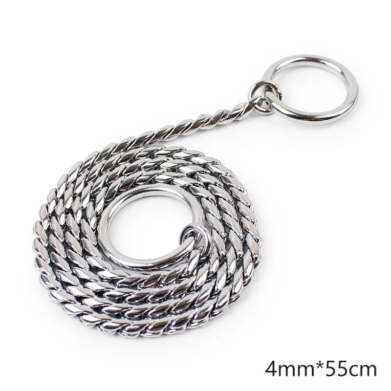 6 Sizes Dog Leash Silver Color Durable Outdoor Walking Training Snake Chain Dog Collar (10)