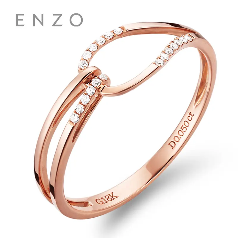 

ENZO Fascinating of Milano Collections 0.02CT 19PC Diamond Rings 18K Rose Gold Rings For Women's wedding ring