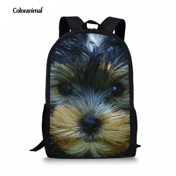 

Coloranimal Girl Mochila School Bags Casual Large Women Backpack for Teenager Girl Cute Yorkie School Daypack 3D Print Bookbag