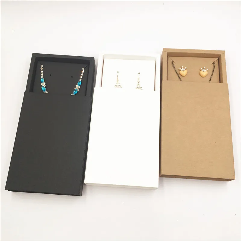 

Blank Vintage Kraft Paper Jewelry Packaging gift Box drawer Style Necklace Pendant Storage Box caja de dulces
