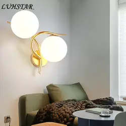Современный простой светодиодный настенный светильник Промышленный Лофт Железный арт шарообразный стеклянный Wandlamp спальня прикроватная