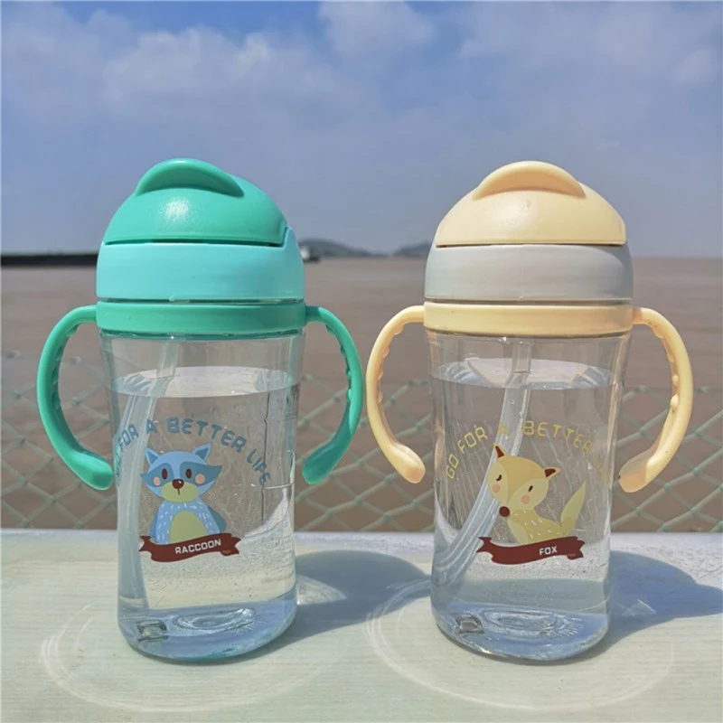 

Shock-Resistant Baby Sippy Cups Kids Drinking Bottles 400ml Infant Children Learn Drinking Dual Handles Straw Juice Baby Feeding