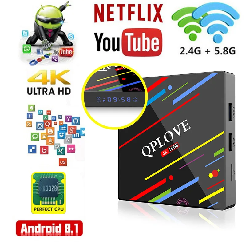 QPLOVE H96 MAX Plus Android 8 1 2019 четырехъядерный процессор RK3328 Smart tv Box 2 4G 5G Dual WiFi ГБ/4 Гб ram 16