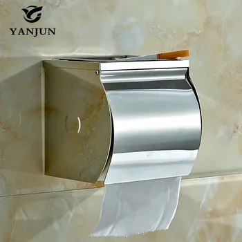 

Yanjun Stainless Steel Toilet Paper Roll Holder With ashtray Wall Mounted Paper Towel Holder Bathroom Accessories YJ-8811
