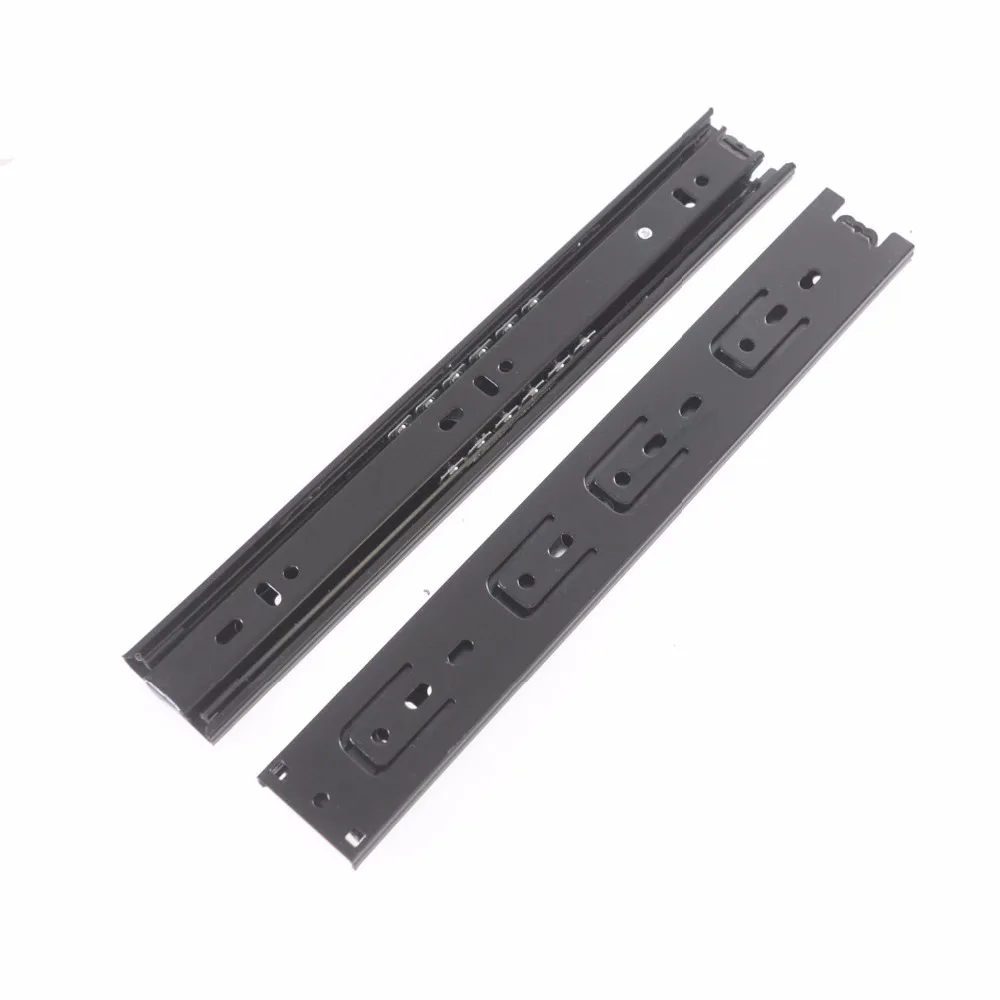 

Furniture Drawer 275mm Length Telescopic 3-fold Sliding Rails Black 2pcs