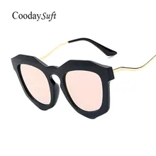 Coodaysuft 2017 new lujo hipster gafas de sol de moda las mujeres diseñador de la marca cat dama ojo femenino gafas de sol de marco de metal de flexión