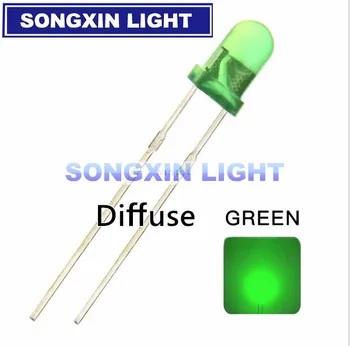 

500pcs/lot F3 Mini LED Diode 3mm Green Color Diffused Round DIP Light-Emitting Diode LED Lamp Light Electronics Component
