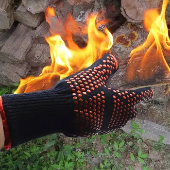 

1Pair Extreme Heat Resistant BBQ Oven Gloves 500 degC Pot Holder Cooking Mittens Drop Shipping