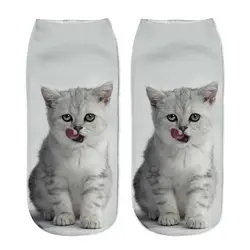 Новые горячие 3D печати Для женщин носки брендовый носок Модные унисекс рождественские носки кошка Meias Женские Смешные низкого лодыжки Femme