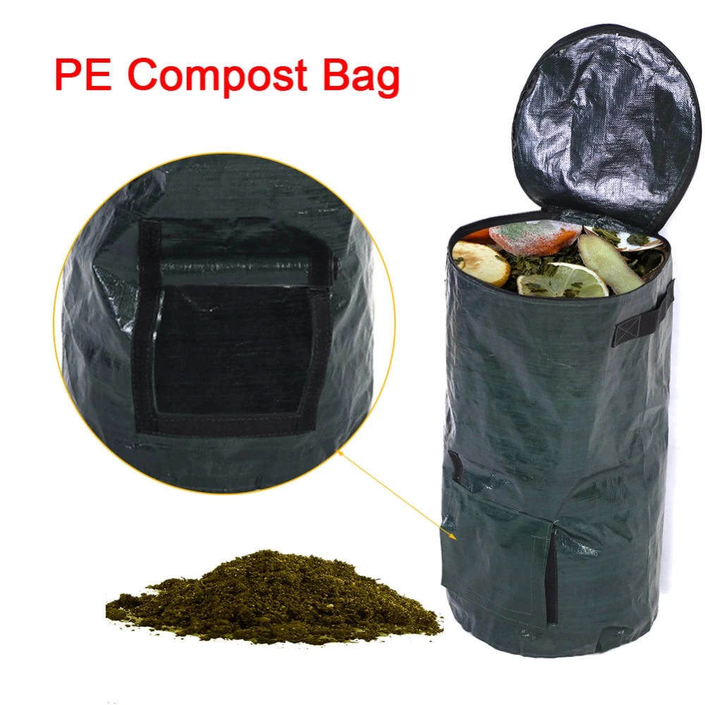 

2 Sizes Organic Waste Kitchen Garden Yard Compost Bag Environmental PE Cloth Planter Kitchen Waste Disposal Organic Compost Bag