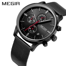 MEGIR лучший бренд оригинальные мужские часы роскошные часы мужские из нержавеющей стали хронограф с ремешком военные кварцевые часы мужские 2011 S