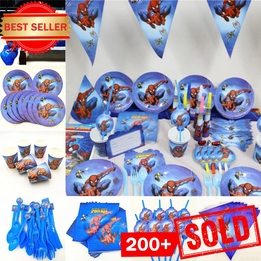 Товары для вечеринки «Человек-паук» на первый день рождения, праздничные украшения: воздушные шары, скатерть «Человек-паук», декор для детского душа, посуда для мальчиков