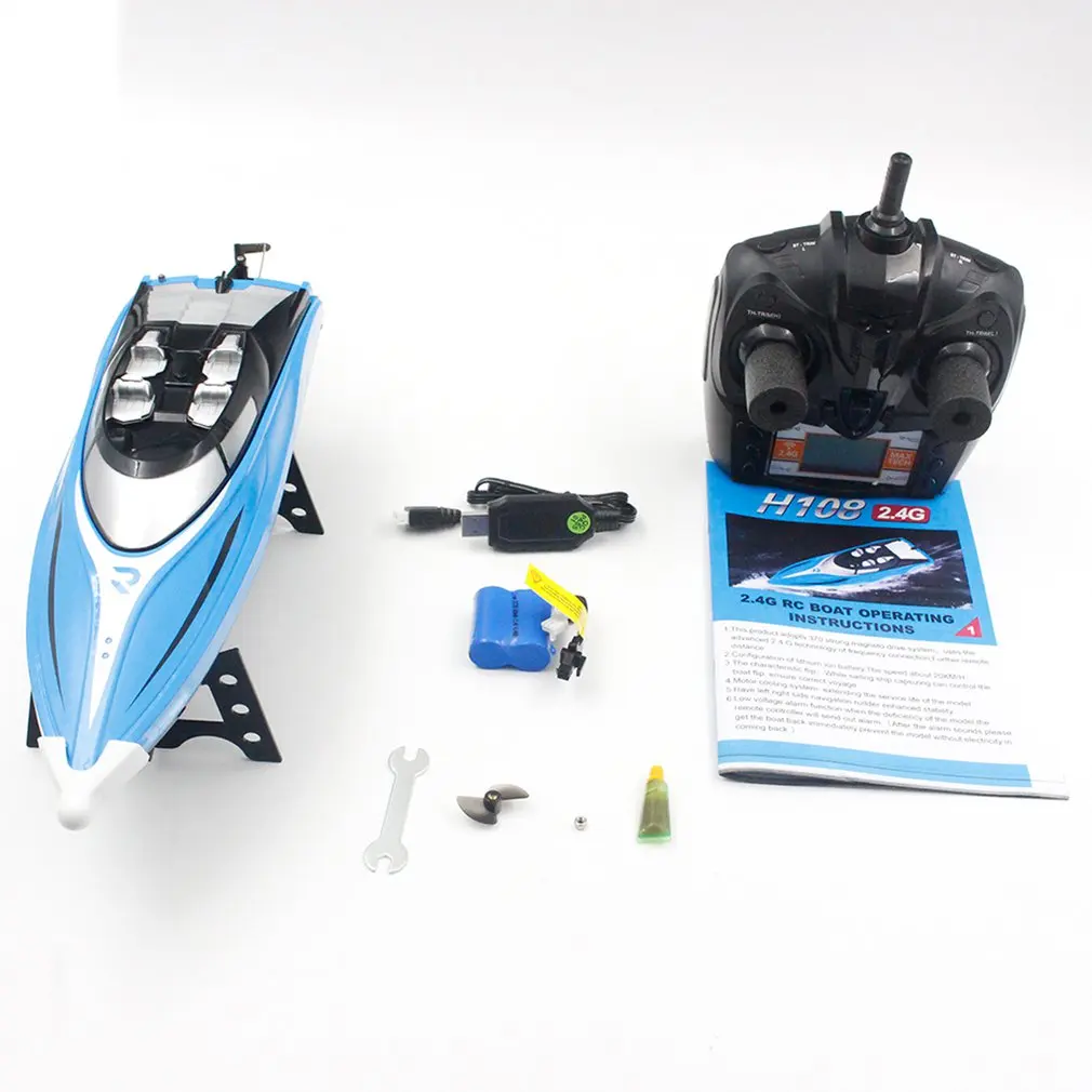 

H108 2.4GHz 4CH 25KM/h High Speed Mini Racing RC Boat Speedboat Ship with Water Cooling System Flipped for Kid Toys Gift
