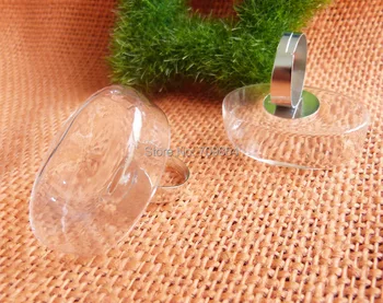 

100pcs/lot 15mm mixed color ring you can choose 30*20*12mm glass bubble bottle jewelry findings