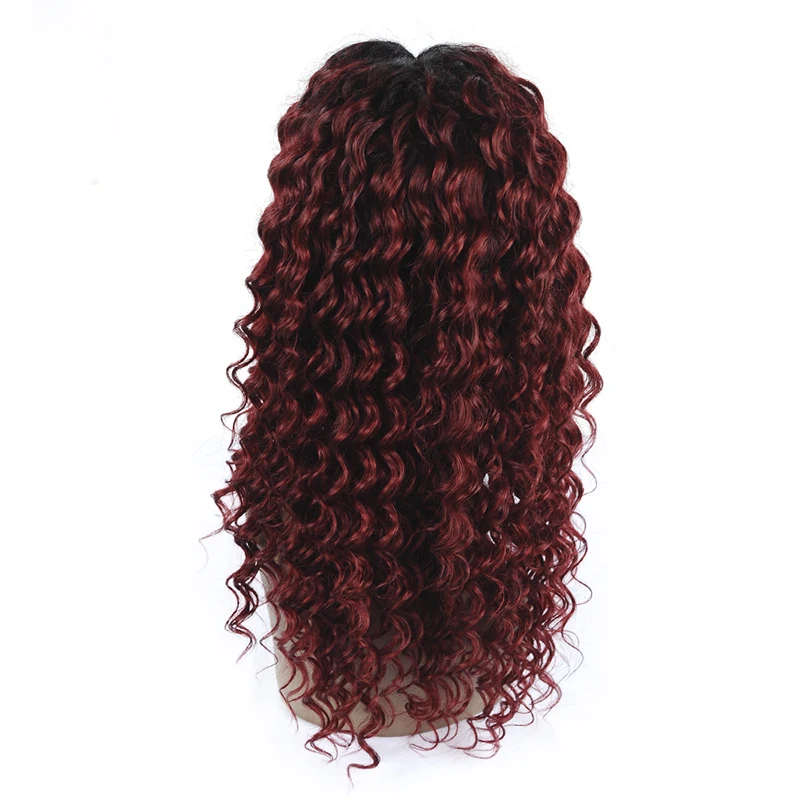 Remyblue 4*4 парик с кружевами глубокая волна человеческих волос парик Средний часть Омбре 1B/99J/красный бордовый бразильские волосы Remy парики