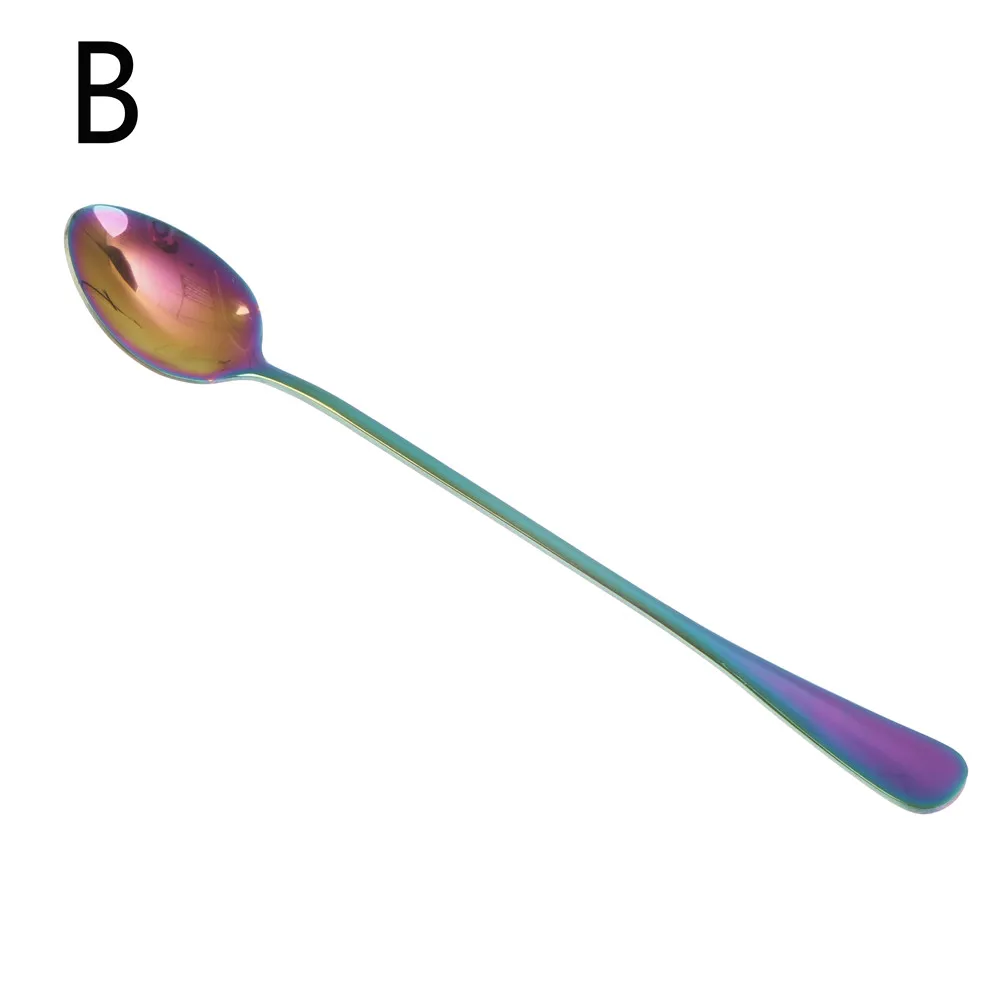 1 шт. из нержавеющей стали Радужная кофейная ложка с длинной ручкой смешивание, перемешивание ложки холодный лед для напитков ложка - Цвет: 2