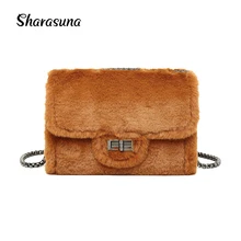 

2018 Winter New Casual Plush Women Shoulder Messenger Bag Female Crossbody Small Bags Handbags Women Famous Brands Ladies Purse