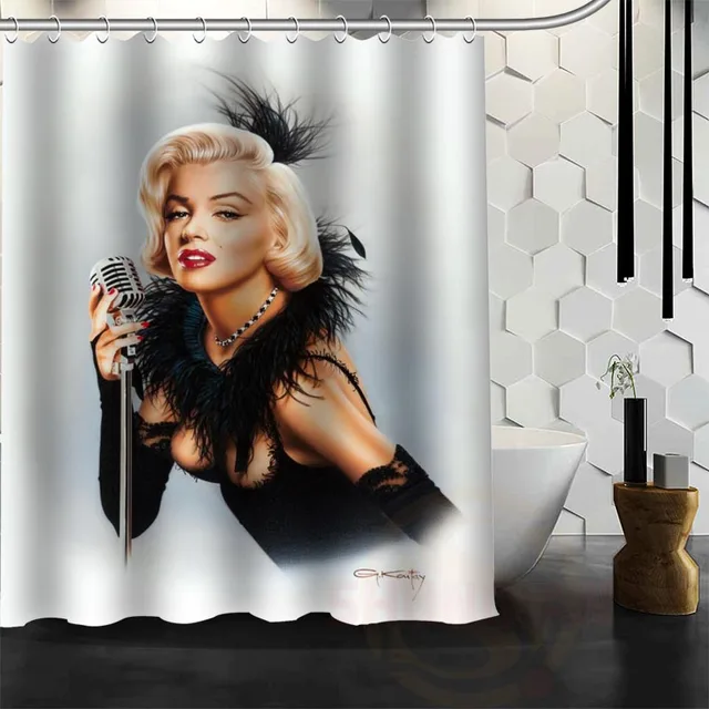 Best Nice Custom Pin Up Girl Art Shower Curtain Bath Curtain Waterproof Fabric Bathroom MORE