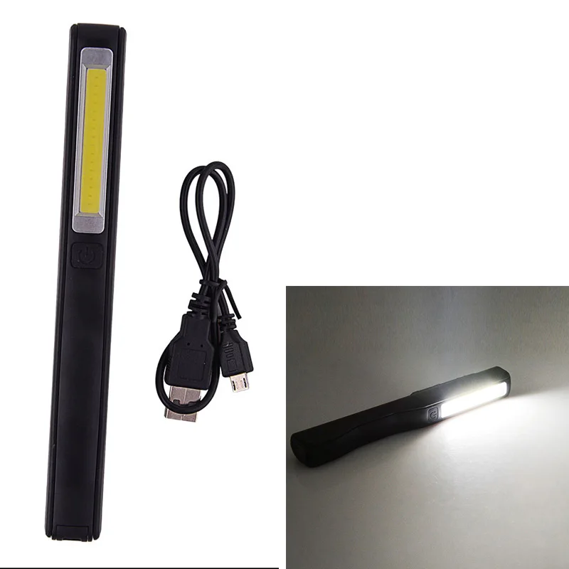Lumiparty Rechargeable COB LED Flashlight Work Light Strong Magnetic Rotation Hook Pen Flashlight Camping Mini Light