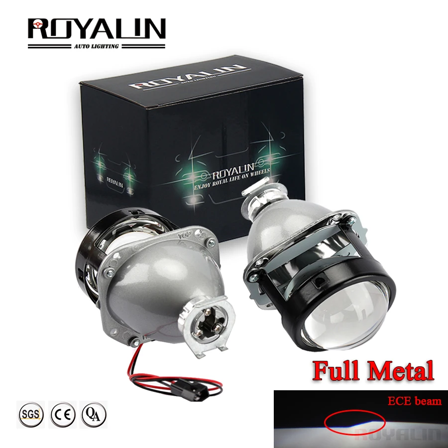 

ROYALIN Bixenon H1 Headlights Projector HID Bi Xenon Lens Auto Motorcycle Lights H4 H7 Halogen 2.5 inch 12V Universal Retrofit
