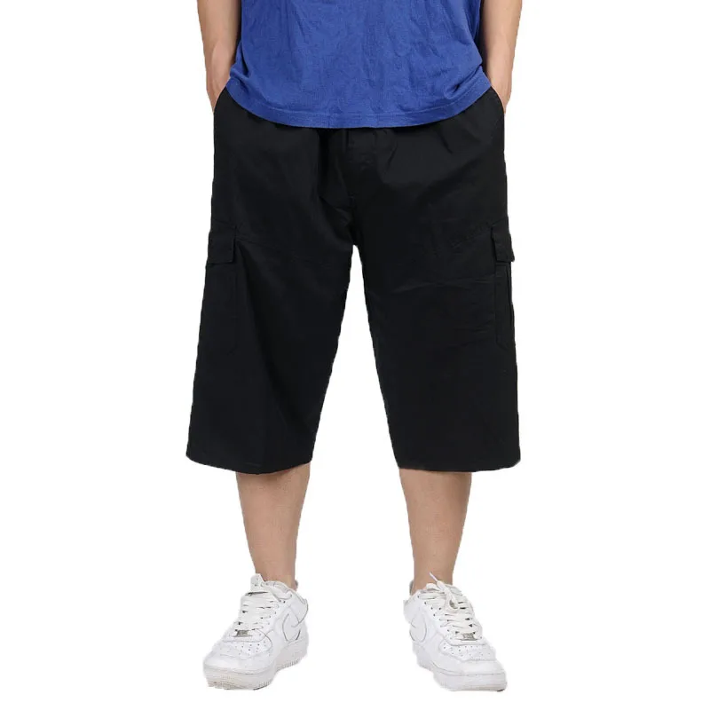 Мужские свободные стильные летние однотонные шорты размера плюс 3XL 4XL 5XL 6XL, модные мужские шорты больших размеров 46 - Цвет: BLACK