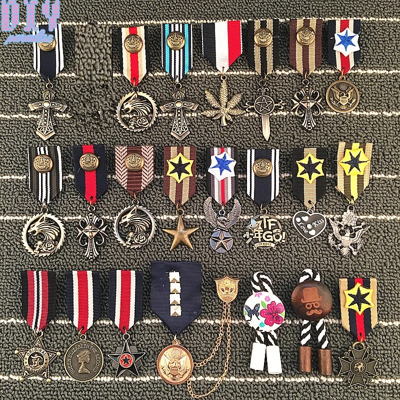 

Love five star Elephant Military Metal Badge Retro Fabri Shoulder Board Badges Army Pin on Brooch Medal Handmade