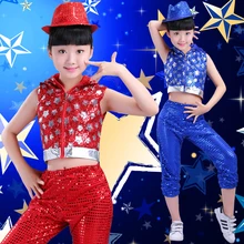 Special Offers Red Blue Kids Sequined Modern Hip Hop dancing Outfits Girls Jazz Tap Dance costumes Children's Stage wear Ballroom Party Costume Special Offers Red Blue Kids Sequined Modern Hip Hop dancing Outfits Girls Jazz Tap Dance costumes Children's Stage wear Ballroom Party Costume