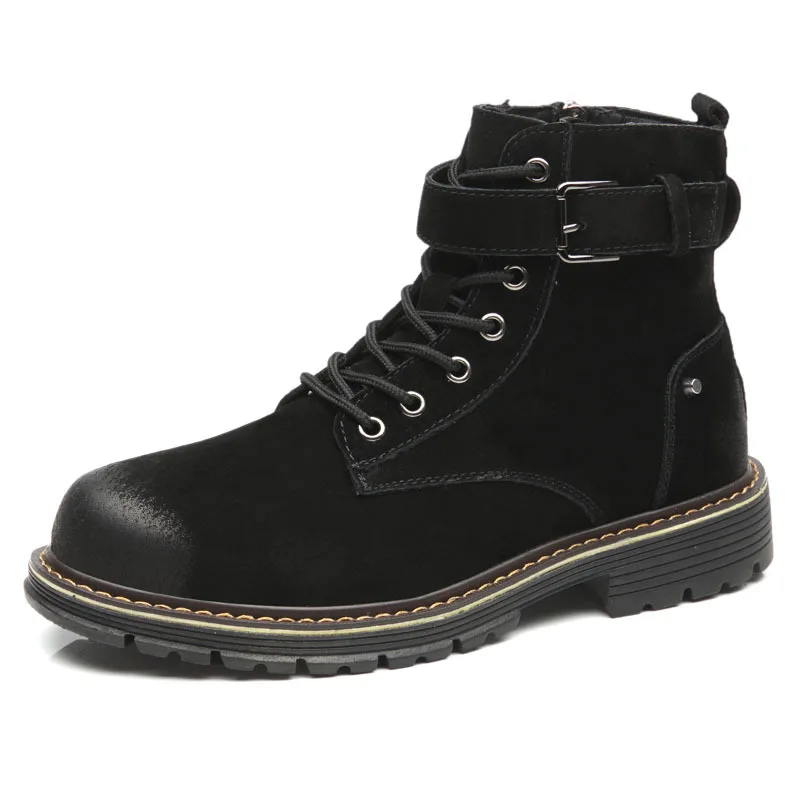 

British cotton leather boots mens cashmere zipper desert boots men's short boots autumn winter British retro men casual shoes,
