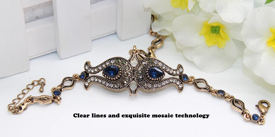 Luxuries Turkish Women Tulips Flower Bracelet Ring Set Resin Jewelry Antique Gold Color India Dance Wedding Secret bijouterie - Image 5