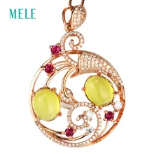 Натуральный желтый кулон из прехнитового серебра, Овальный 8 мм* 10 мм с ярко-красным турмалином, классический и модный для женщин