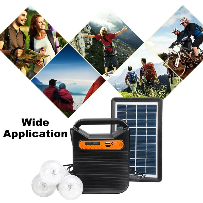 Bluetooth солнечной энергии панель генератора комплект USB домашняя система зарядного устройства+ MP3 радио+ 3 светодиодный светильник лампы для аварийного зарядное Освещение
