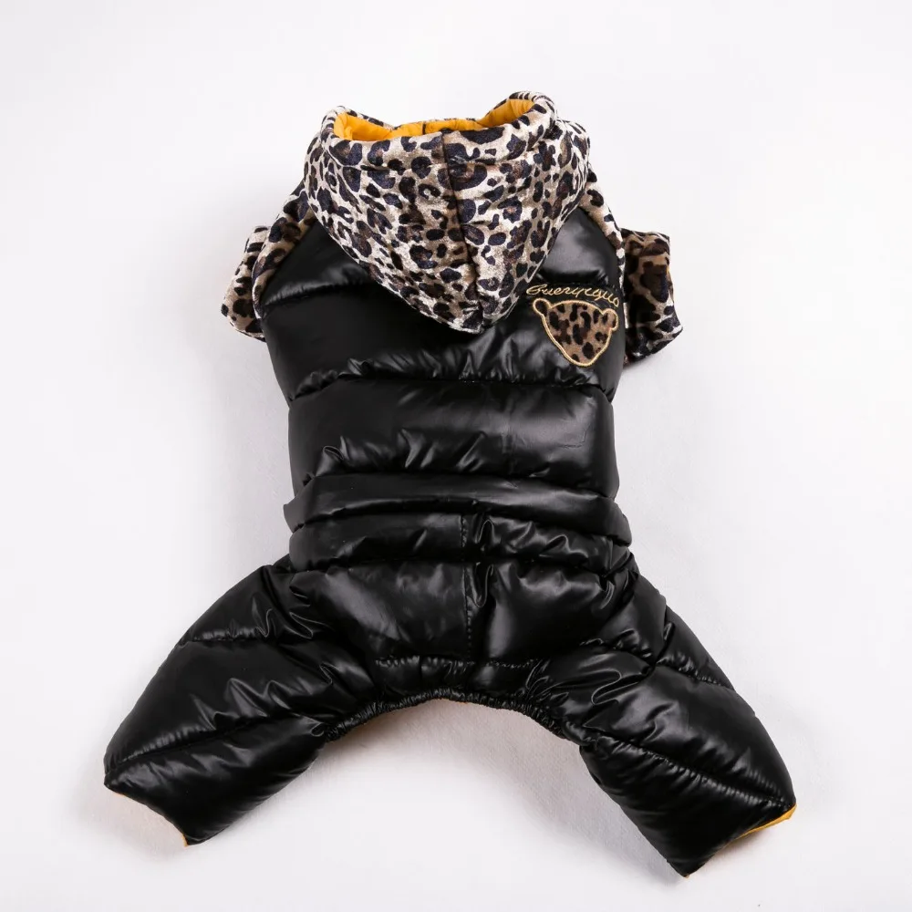 

Winter Clothes for small dogs Thick Cotton Leopard PATCHWORK small breeds dog clothes yorkies Windproof Down jacket S-XXL