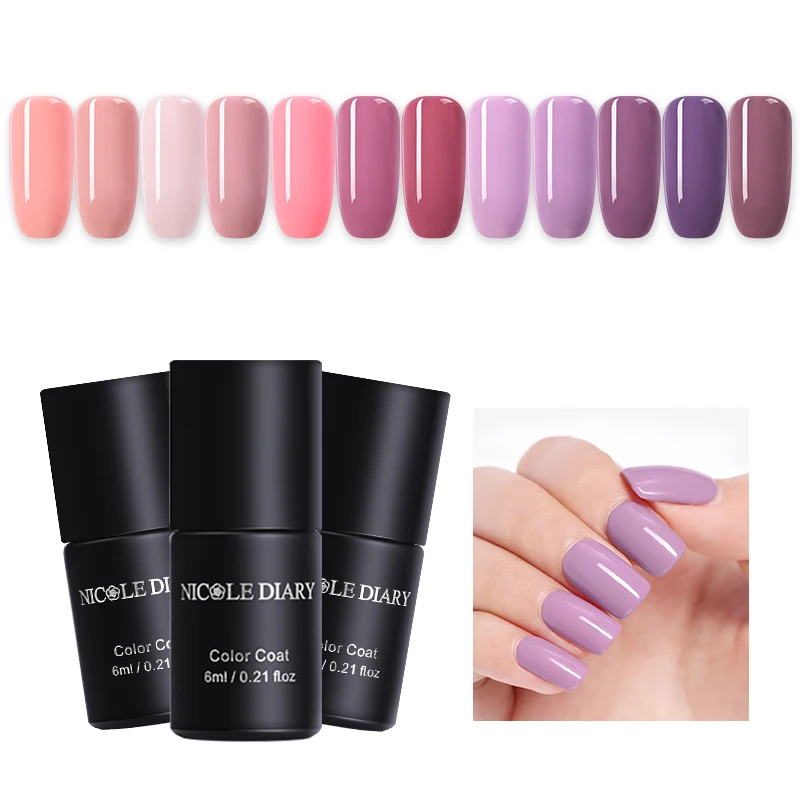 

NICOLE DIARY 6ml One step Nail Gel Polish Series Shinning Glitter Sequins Gel Lamp Red Gray Pure Nail Color UV LED Gel