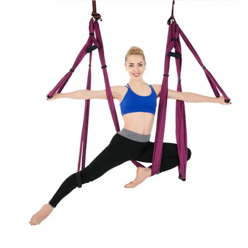 Purple Anti Gravity Yoga Hammock Parachute Fabric Aerial Traction