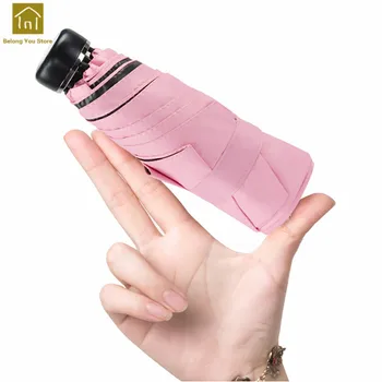 

Mini Lightweight Umbrella Protection Sun Rain Umbrellas Print Girl Folding Pocket Beach Uv Sun Mini Women Umbrella Rain QKW242