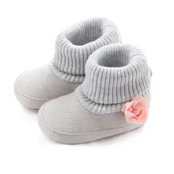 Осень-зима для маленьких девочек обувь кроватки коляски трикотажные Зимние ботинки Дети новорожденного малыша супер Утепленная одежда