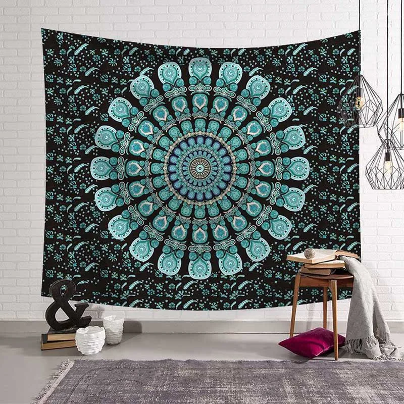 Mandala Elephant Square Tapestry Wall Hanging Carpet Yoga Mat for Home Bedroom Art Decoration Rug 200x150CM Indian compass