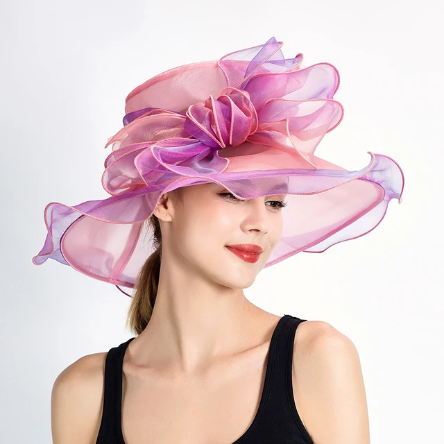 Ladies 2 tone Organza Dress Hats with Bow & Ruffle Summer Hat Kentucky