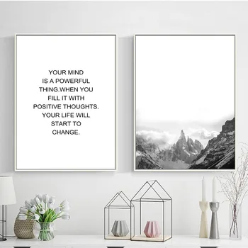 

Nordic Simple Grey Theme Scenery Sentence Canvas Prints Painting Home Decor Space Art Posters Wall Pictures For Room Unframed