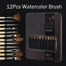 12 шт. нейлоновая краска для волос Акварельная художественная кисть для гуаши краска для краски инструменты для краски набор кисточек подставка для кисточек