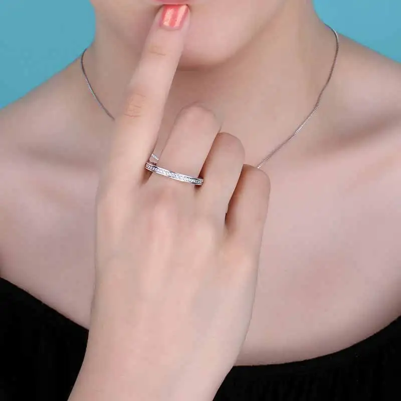 Jewelrypalace 925 Sterling Silver Rings Glitter Cubic Zirconia Channel Set Ring Gifts For Her Anniversary Fashion Jewelry